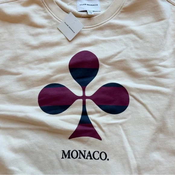 Club Monaco Monaco Graphic Sweatshirt Cream Women’s L / Men’s M Unisex NWT - Picture 6 of 10